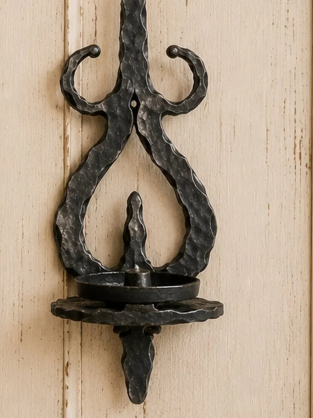 Set of 2 Vintage Homco MCM Gothic Style Hammered Wall Sconce Candlestick Holders